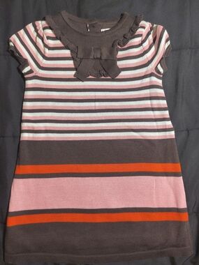 Janie and Jack Pink, Brown and Orange Striped Knit Dress